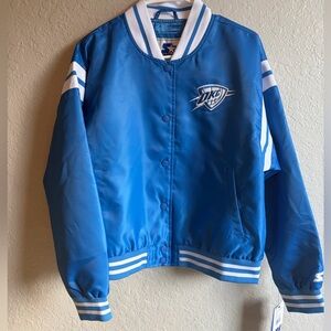 NWT OKC Thunder Starter Full Snap Satin Varsity Jacket - Women’s Large